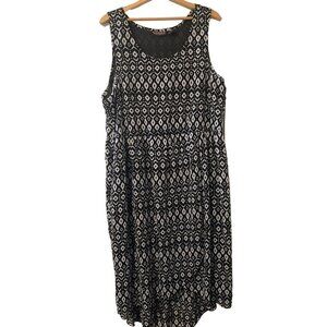 Womens Speed Control Black White High Low Dress Elastic Waist Plus Size 2X VGC